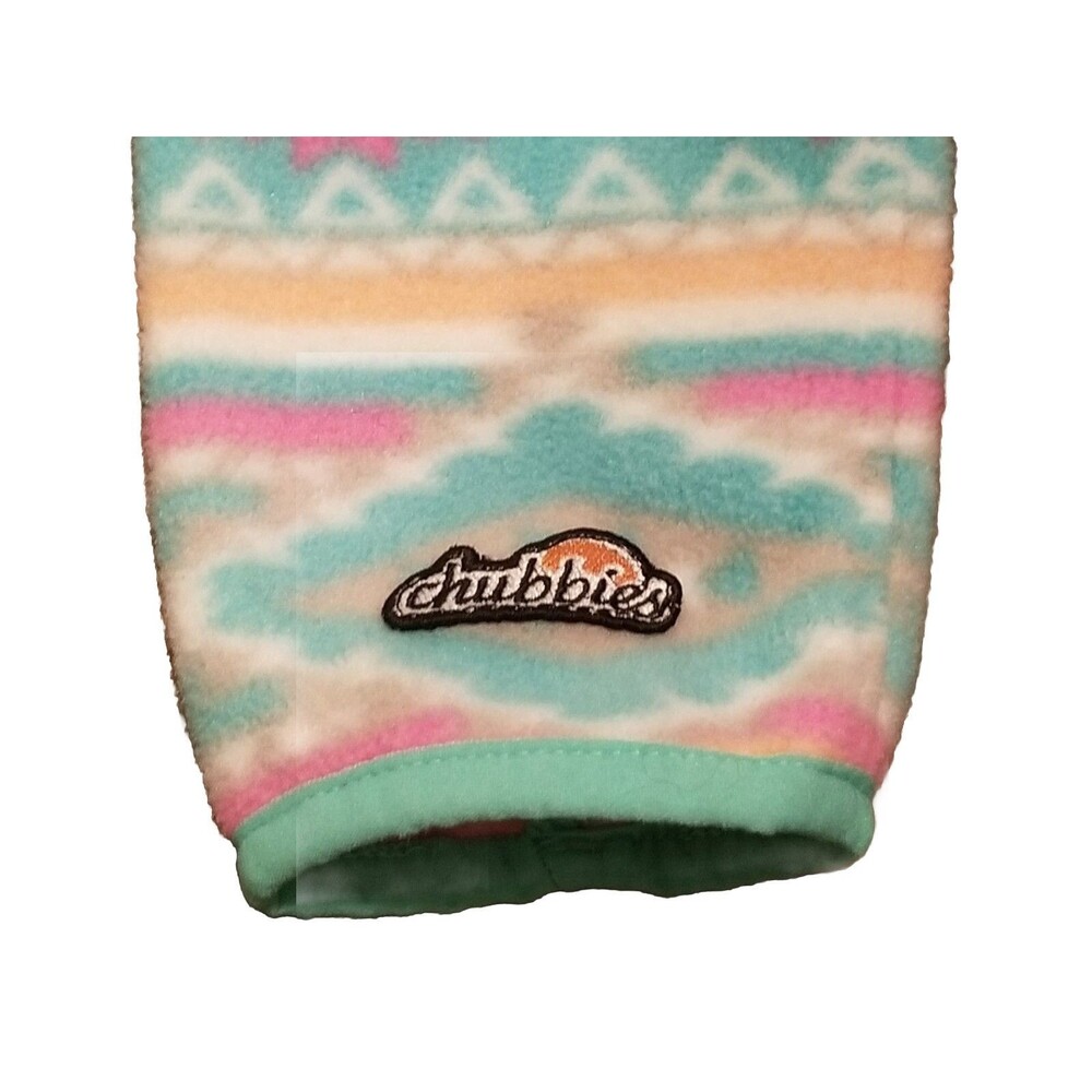 Chubbies Fleece Men's Medium Teal Aztec Flame Commander Pullover 1/4 Zip Blanket - Picture 4 of 6